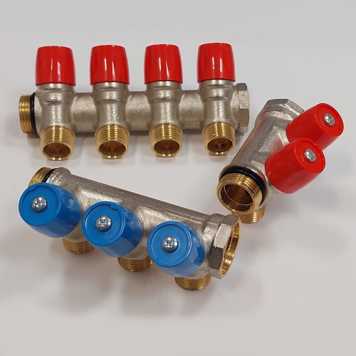 Brass manifolds with red or blue taps